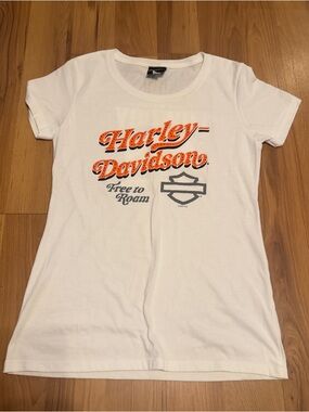 Teddy Morse’s Harley-Davidson White Tee with Rhinestones Sz Large